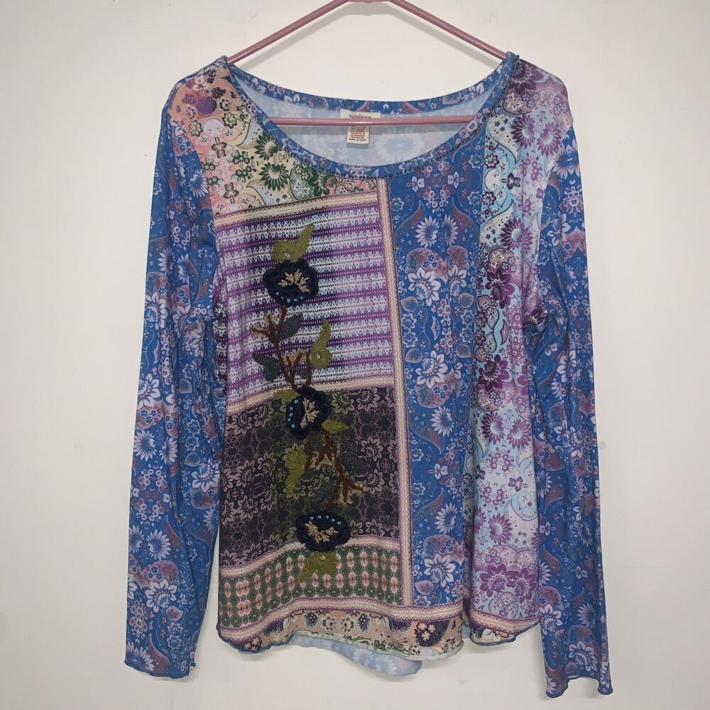 Sundance Women’s XL Patchwork Cottagecore Embroidered Floral Print Boho Prairie